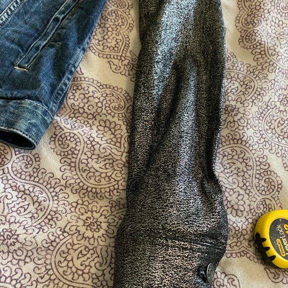 EXPRESS Jean jacket with silver and black sleeves Medium - Picture 3 of 9